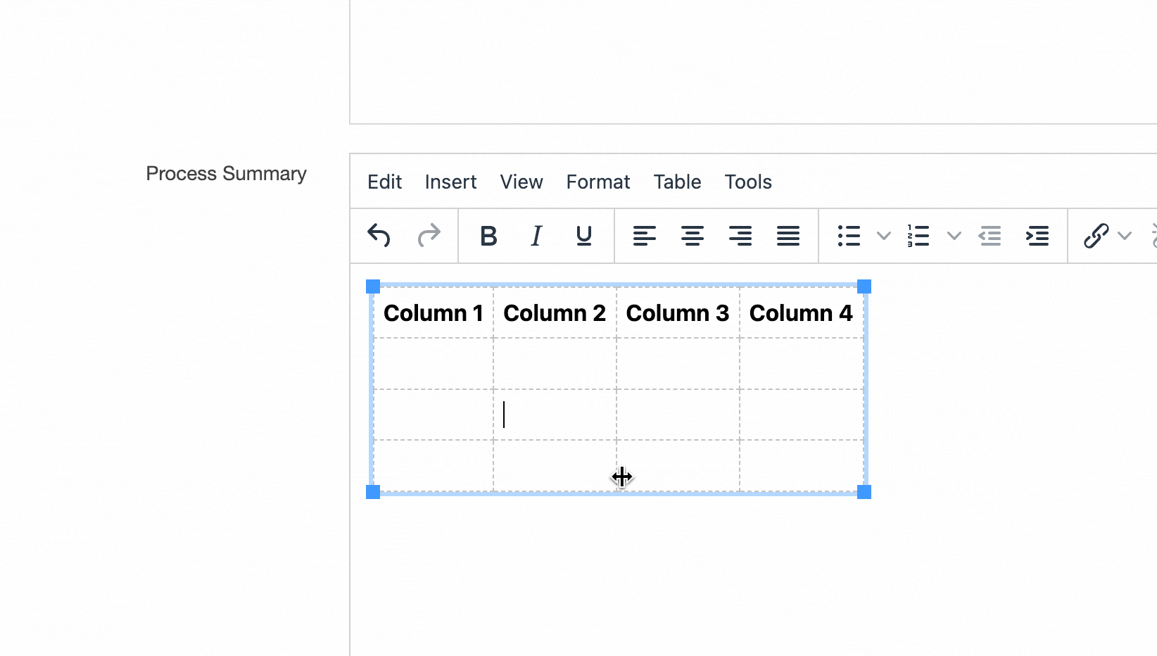 View Table Properties in the HTML Editor