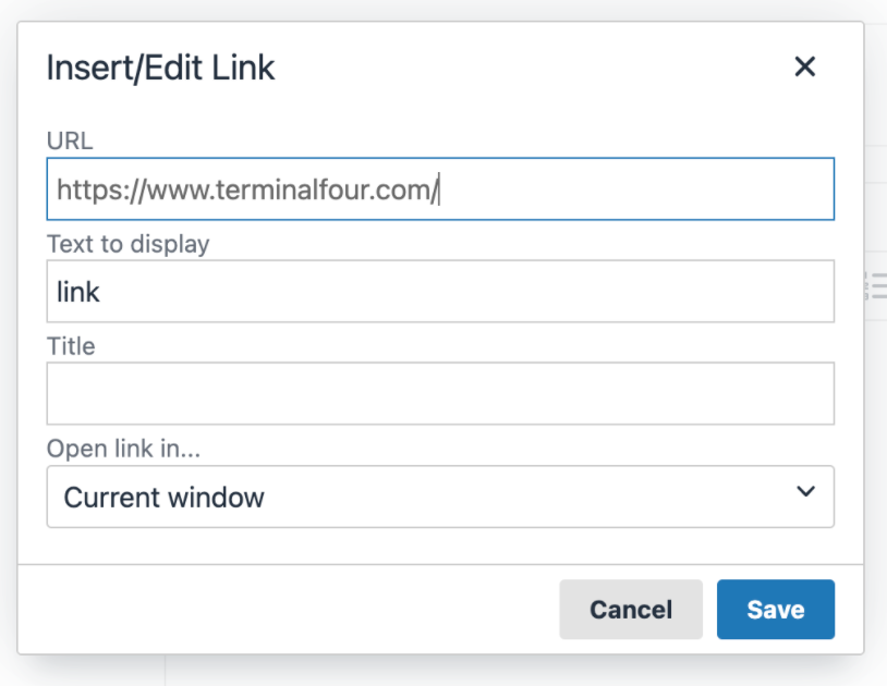 Editing an external link in TinyMCE