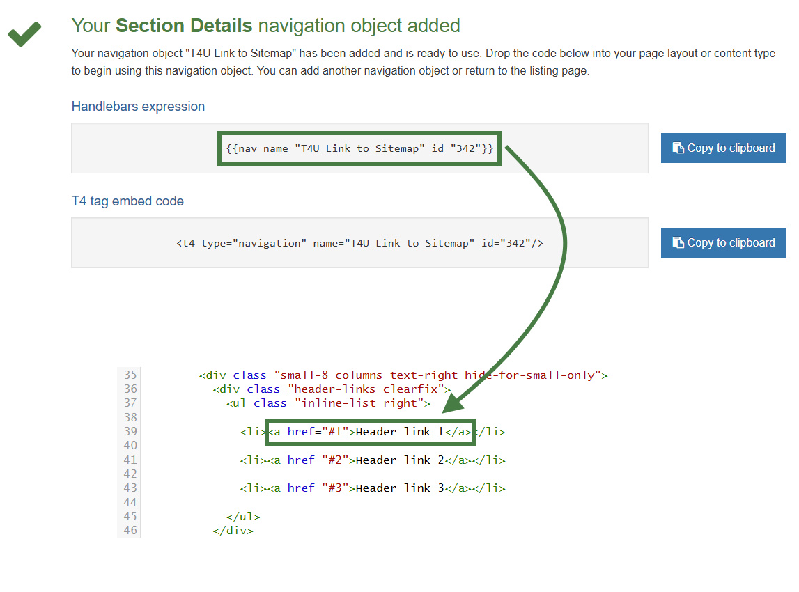 Apply section details navigation to page layout (Sitemap)