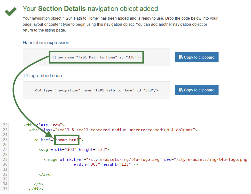 Apply section details navigation to page layout