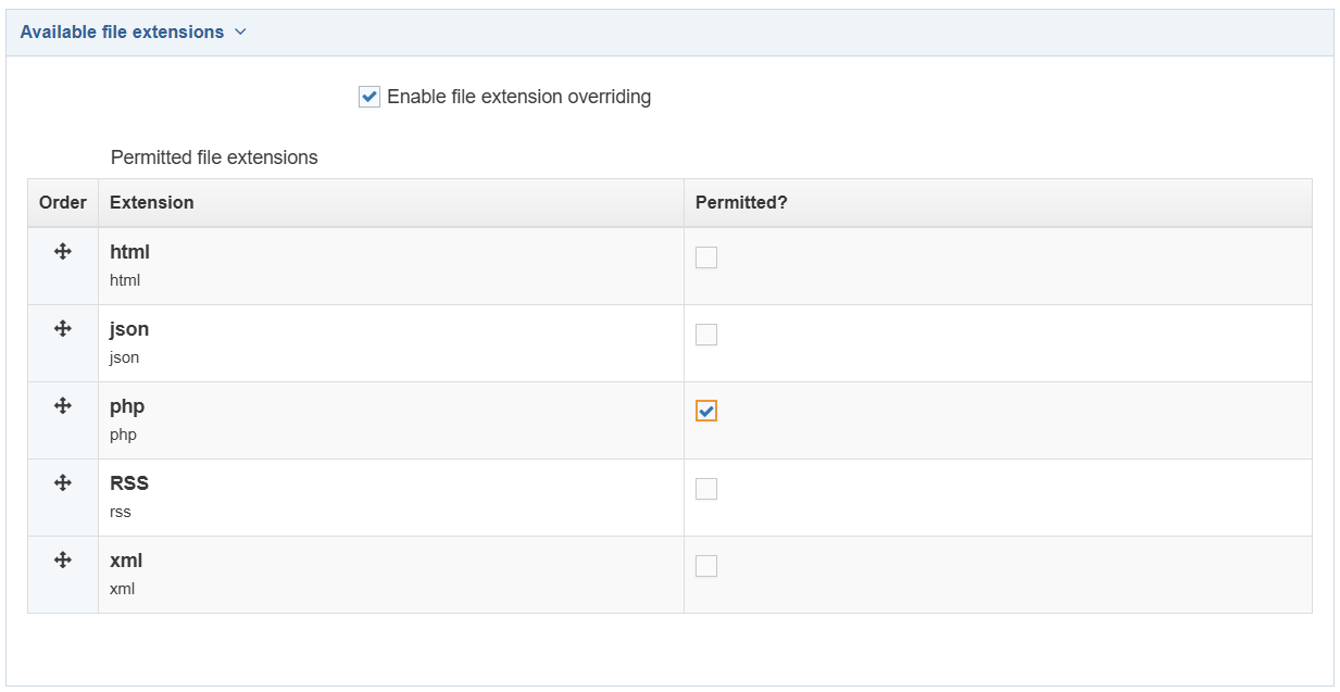 Available File Extensions