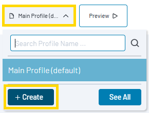 screenshot showing the profile Create button, used to create a new search profile
