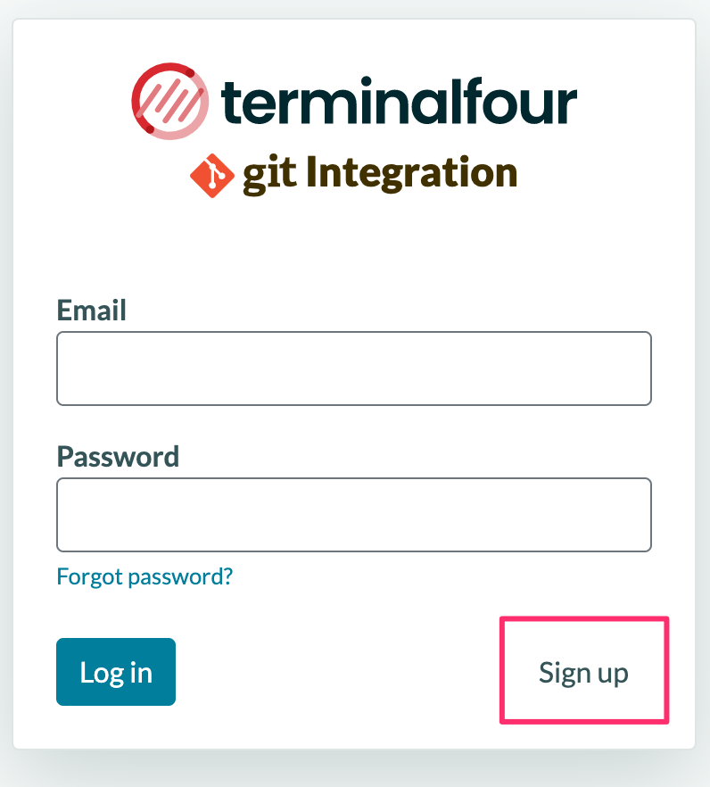 GIT sign up screen