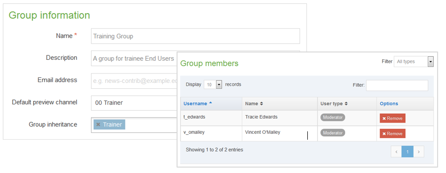 Group information and group members