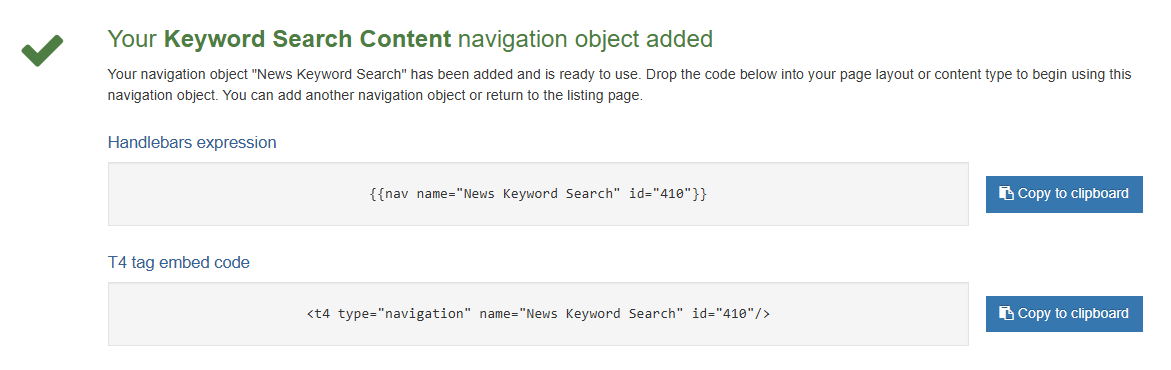 Keyword Search Navigation Tags