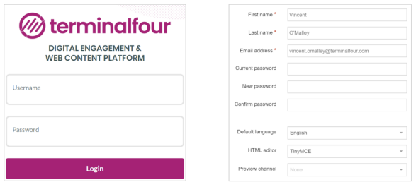 Login and update profile