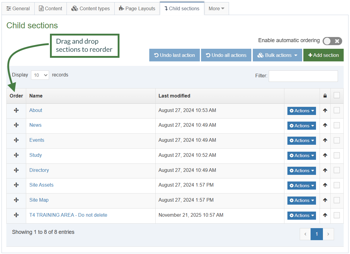 Move and reorder sections