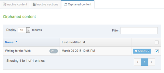 Orphaned content tab
