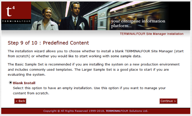 TERMINALFOUR Install Predefined Content