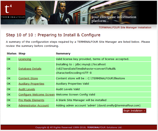 TERMINALFOUR Install Prepare Configuration