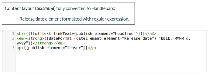 text/html content layout showing the date element in Handlebars