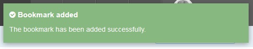 Screenshot of the bookmark added confirmation alert  