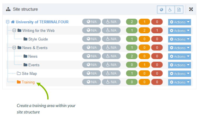 Set up a training area