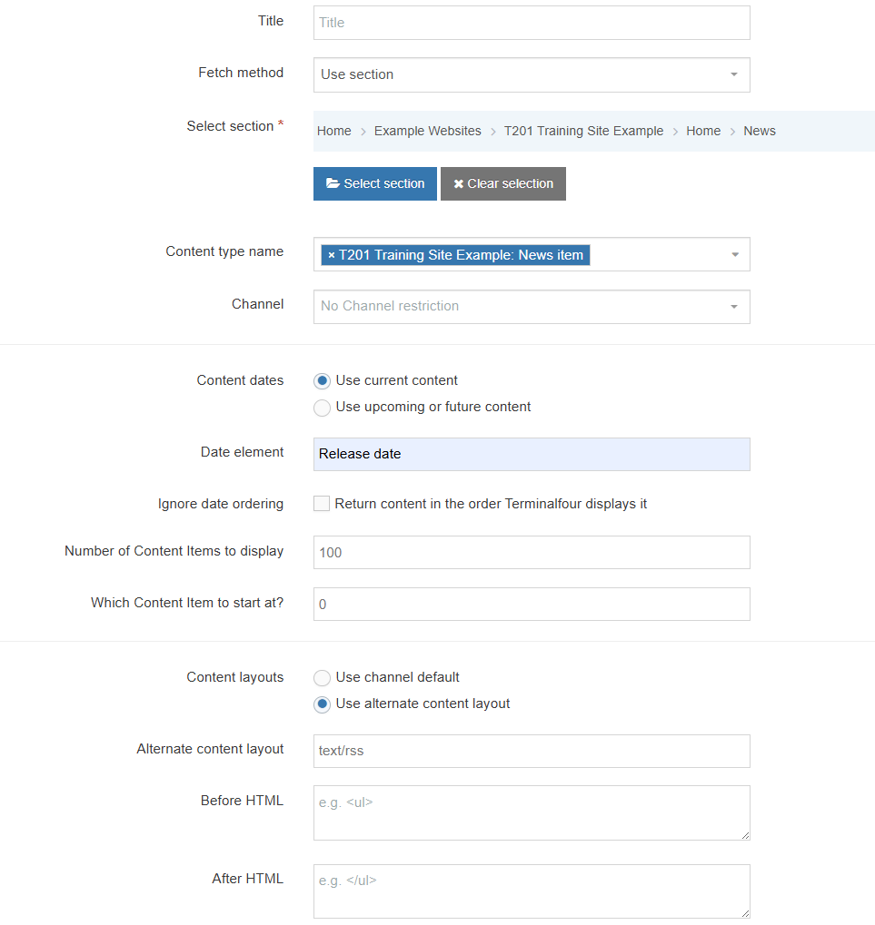 Top Content Navigation Configuration