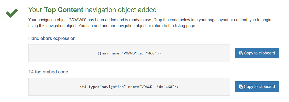 Top Content Navigation Created