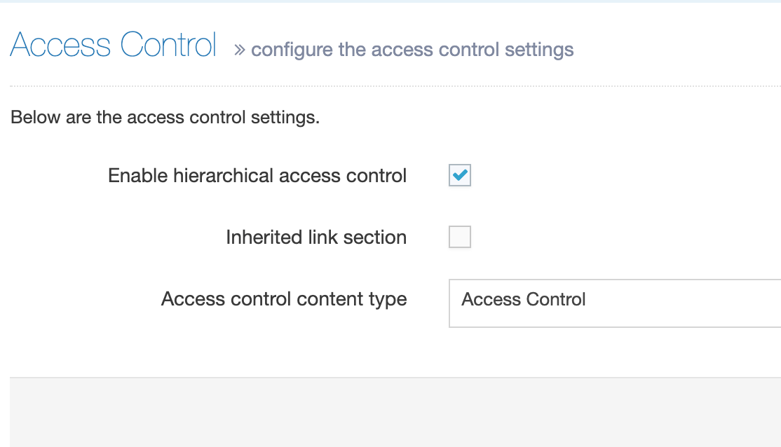 Access Control Content Type selected