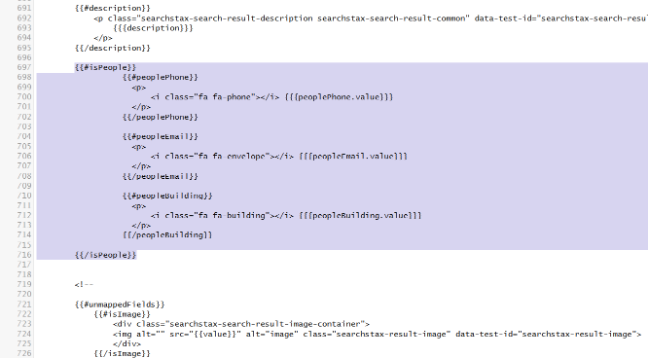 screenshot showing the inclusion of isPeople logic to the search template
