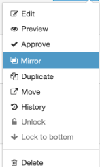 Content Actions with Mirror Highlighted