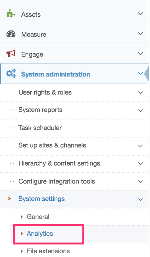 Screenshot of the Analytics option from the side menu