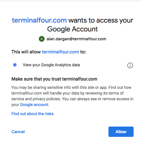 Screenshot of the Google Account authorization screen