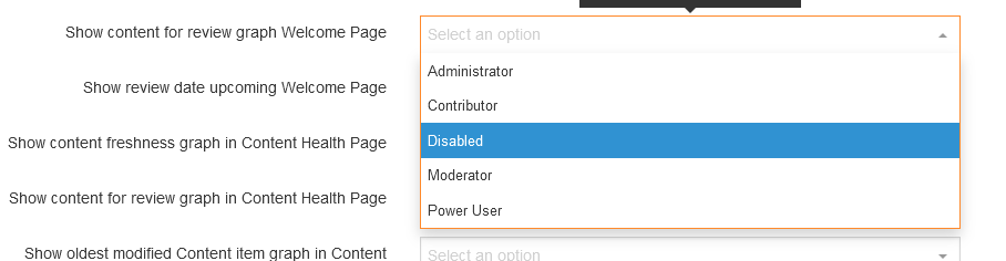 Dashboard Role Configuration Options
