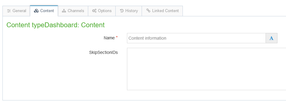 Specify the Dashboard to skip Sections