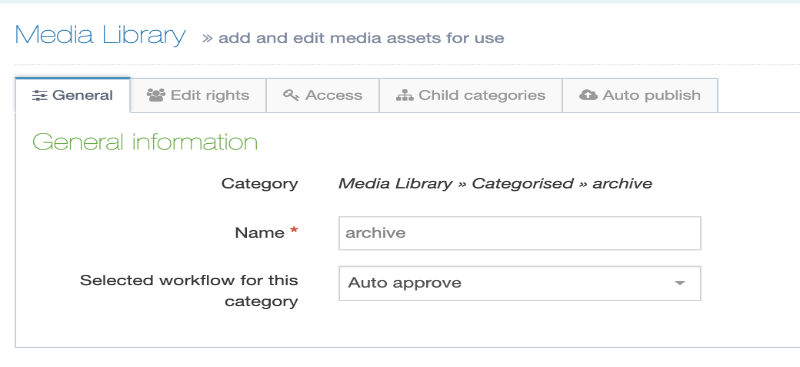 Screenshot of the Media Library Category Tabs