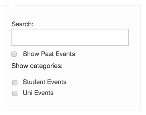 Screenshot of Events Calendar Generic Search