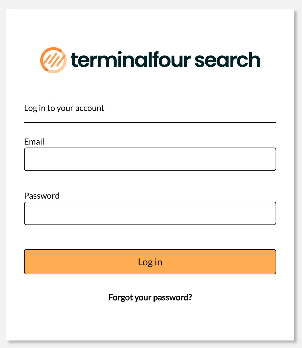The login page of Terminalfour search