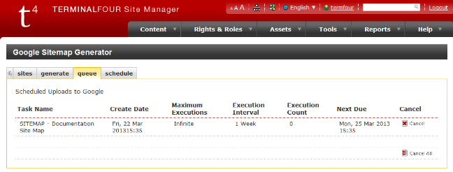 Google Sitemap Queue