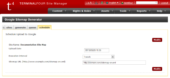 Google Sitemap Schedule